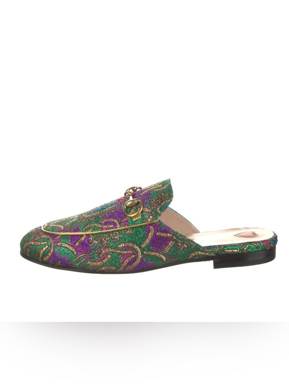Gucci Green & Purple Embellished Horsebit Slide Mules